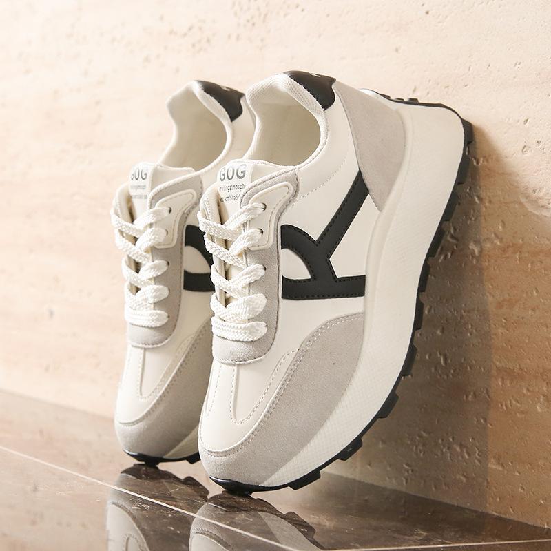 

Platform-soled dad shoes women s 2025 spring new versatile lightweight casual student sports shoes soft-soled Forrest Gump shoes 35 серый