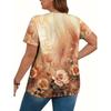 Summer Women's T Shirt Plus Size Flower Print Casual Short Sleeve 3d Fashion Streetwear V Neck Pullover Female Clothing Shirt