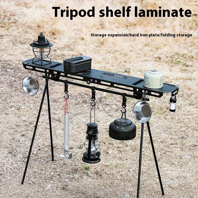 Foldable Outdoor Triangle Rack: Portable Tripod Shelf for Storage, Camping Tableware, and Lamp Holding
