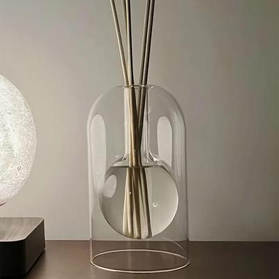 1pc Elegant Glass Aromatherapy Diffuser Bottle - Unscented Decorative Home Fragrance Vase for Reeds