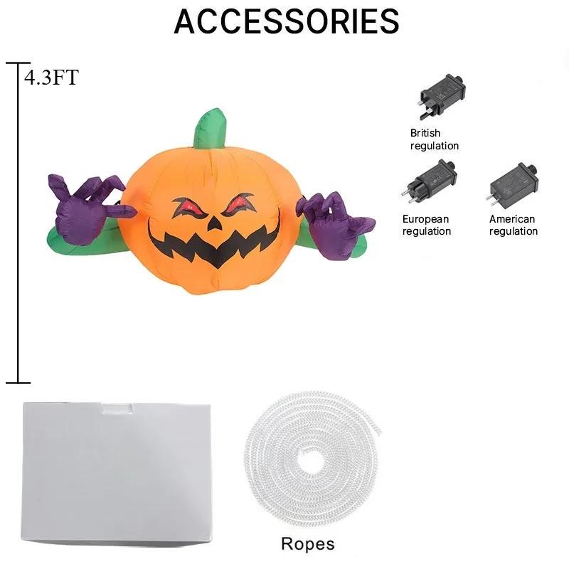 

4.3FT Inflatable Toy Halloween Glowing Toy Party Decorations Purple Hand Pumpkin Head Outdoor Garden Homes Decor Inflated Model UK