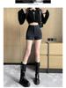 2023 Women's High-Waisted Black Suit Shorts - Sexy Wide-Leg Boot Pants for Autumn/Winter