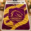 Flannel BlanketBrisbane Broncos Custom Name Text Personalized Soft Warm Throw Blanket Home Decor Gift