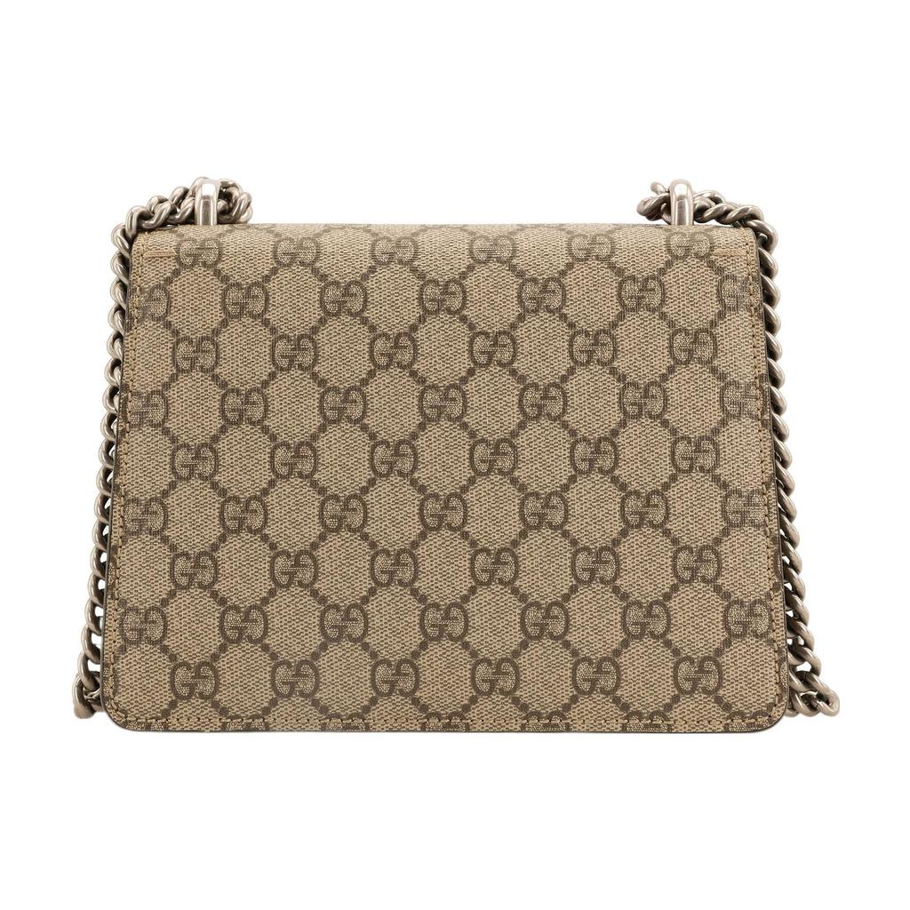 Gucci Dionysus Tiger Head Buckle Logo Chain Shoulder Bag Canvas Crossbody Mini Women Shoulder Bag Ebony Beige 421970-KHNRN-8642