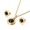 European & American Fashion Crystal Necklace & Earrings Gold Set