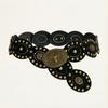 Wide Western Waist Belt Cow Head Buckle PU Leather Belt Ethnic Style Cowboy Belt  Casual Wear