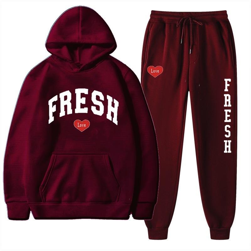 European Size Plus Fashion Printed Sweater Autumn and Winter Fleece Warm Hoodie Casual Sports Women's Suit