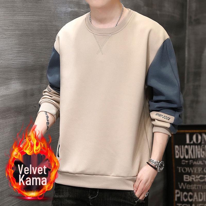 Sudadera con Capucha de Manga Larga en Bloques de Color para Hombre Tallas Grandes - Prenda Básica Trendy de Cuello Redondo para Primavera, Otoño, Invierno 2026