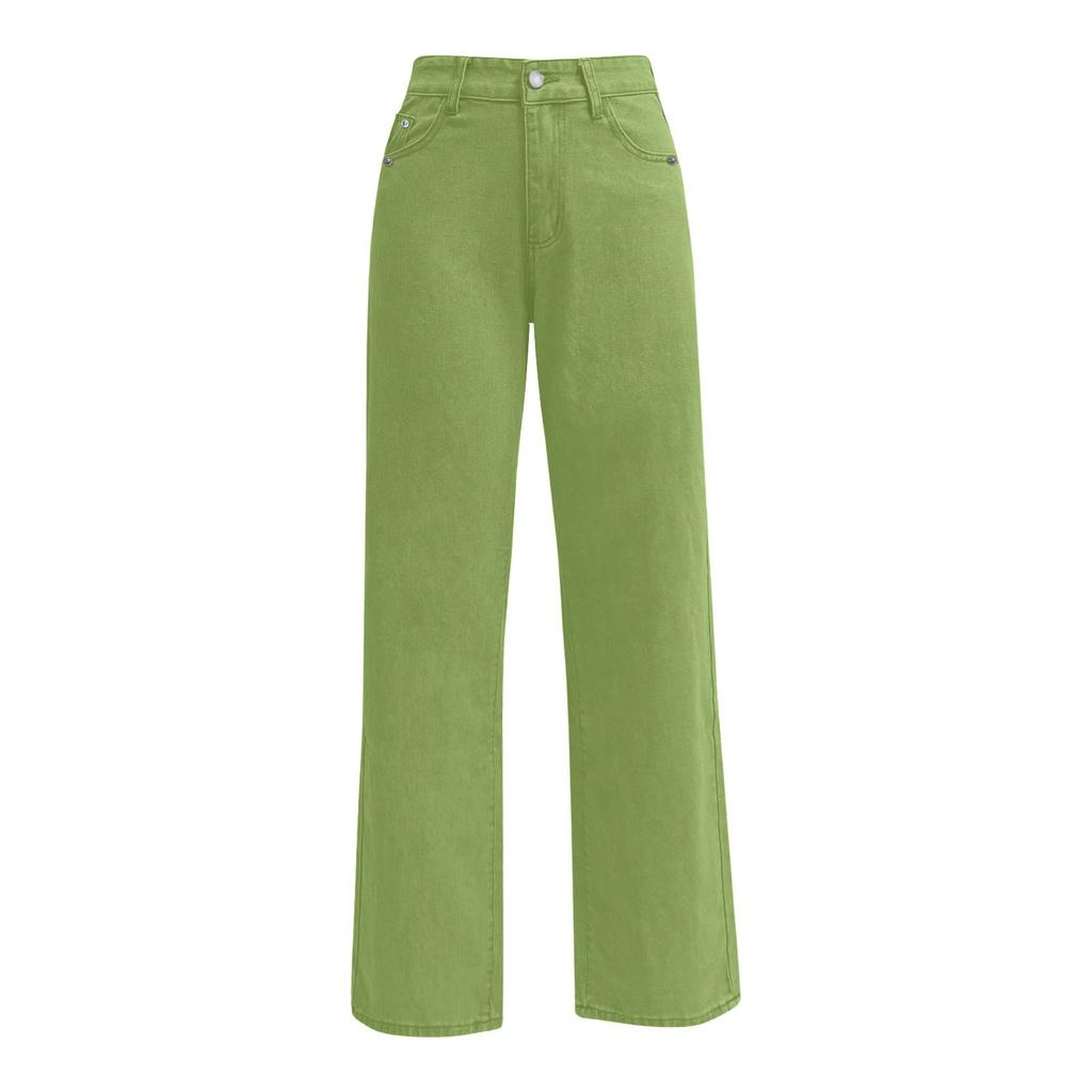 Dámské seprané dámské džíny s vysokým pasem Módní všestranné kalhoty s rovnými nohavicemi