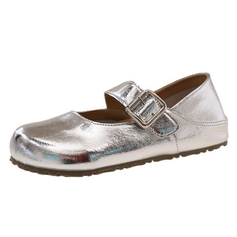 New Inner Height Increase Square Head Ballet Single Shoes Retro Small Leather Shoes Literary Style One Word Buckle Mary Jane Shoes