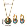 Vintage Daisy Pattern Necklace Earrings Metal Steel Pendant Neckchain for Women Ethnic Style Jewelry Accessories