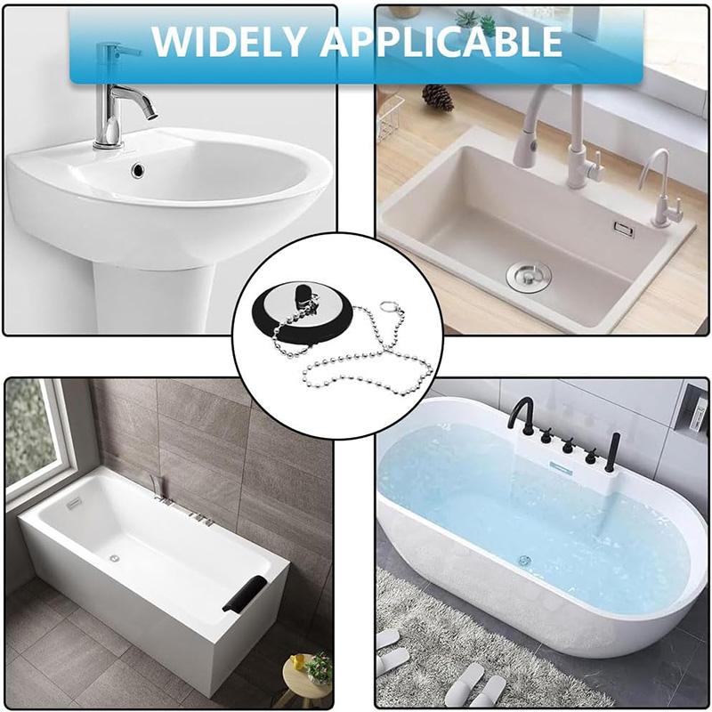 1/2/3 Stück Badewannenstöpsel mit 40cm Kette Universeller Badewannen-Abflussstopfen Ersatz Waschbeckenstöpsel für Badezimmer Küchenspüle Stöpsel Set