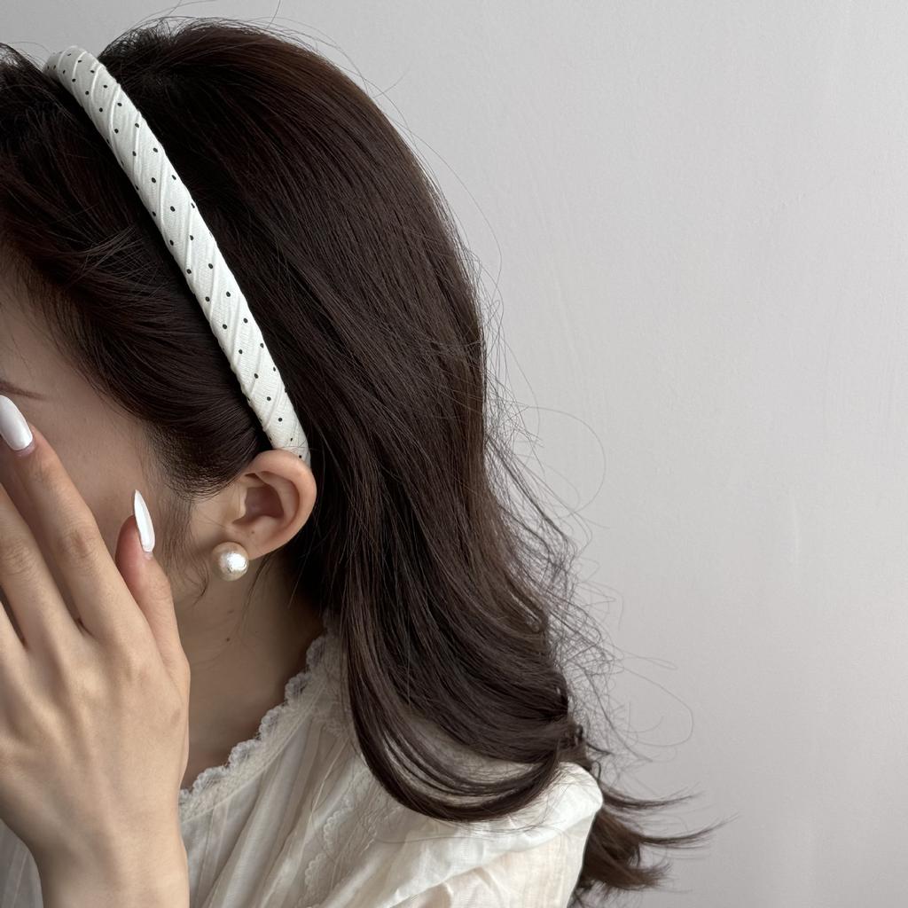 Niche Design Black Polka Dot Retro Headband Women Girls Hair Bands Elegant Hairband for Daily Versatile Korean Hair Accessories