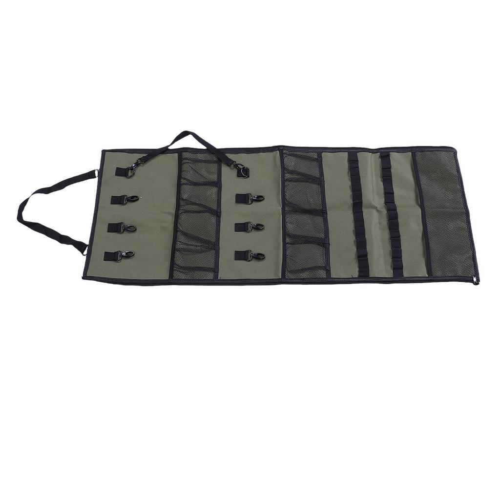 Camping Hanging   600D Oxford Fabric Tent Shed Storage Bag, Hanging Hooks and Mesh  s for Outdoor Picnic Green,