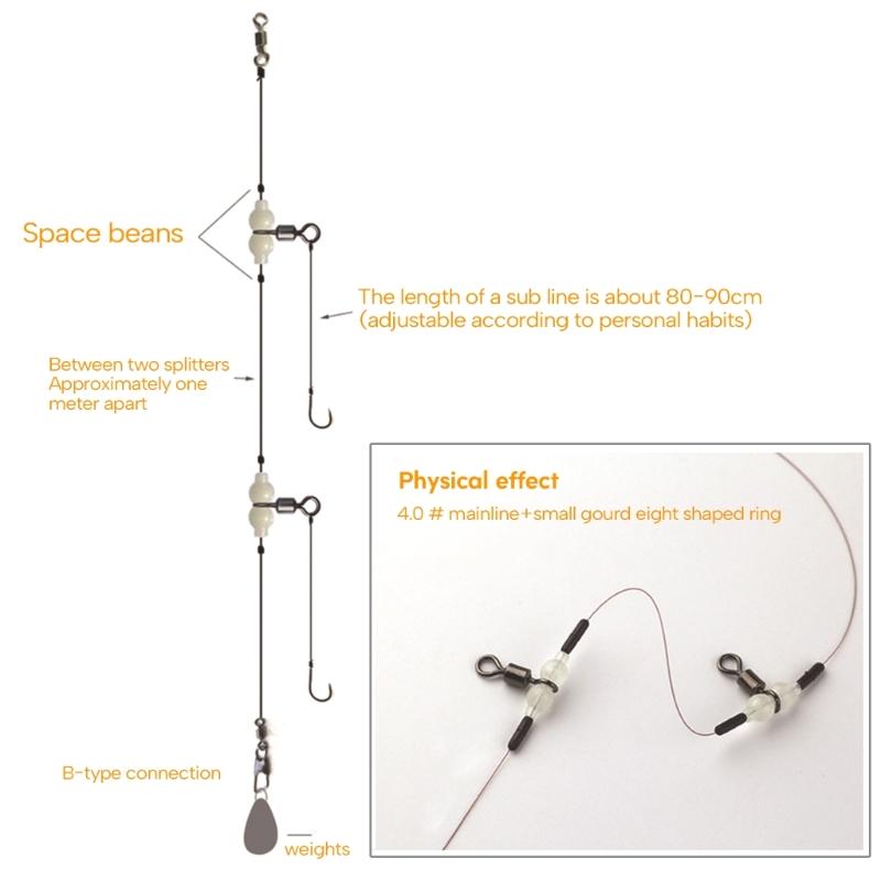Leuchtende Angelwirbel mit Leuchtperlen Tackle für Salzwasser Süßwasser Angeln Wirbel T-Form Angelschnurverbinder