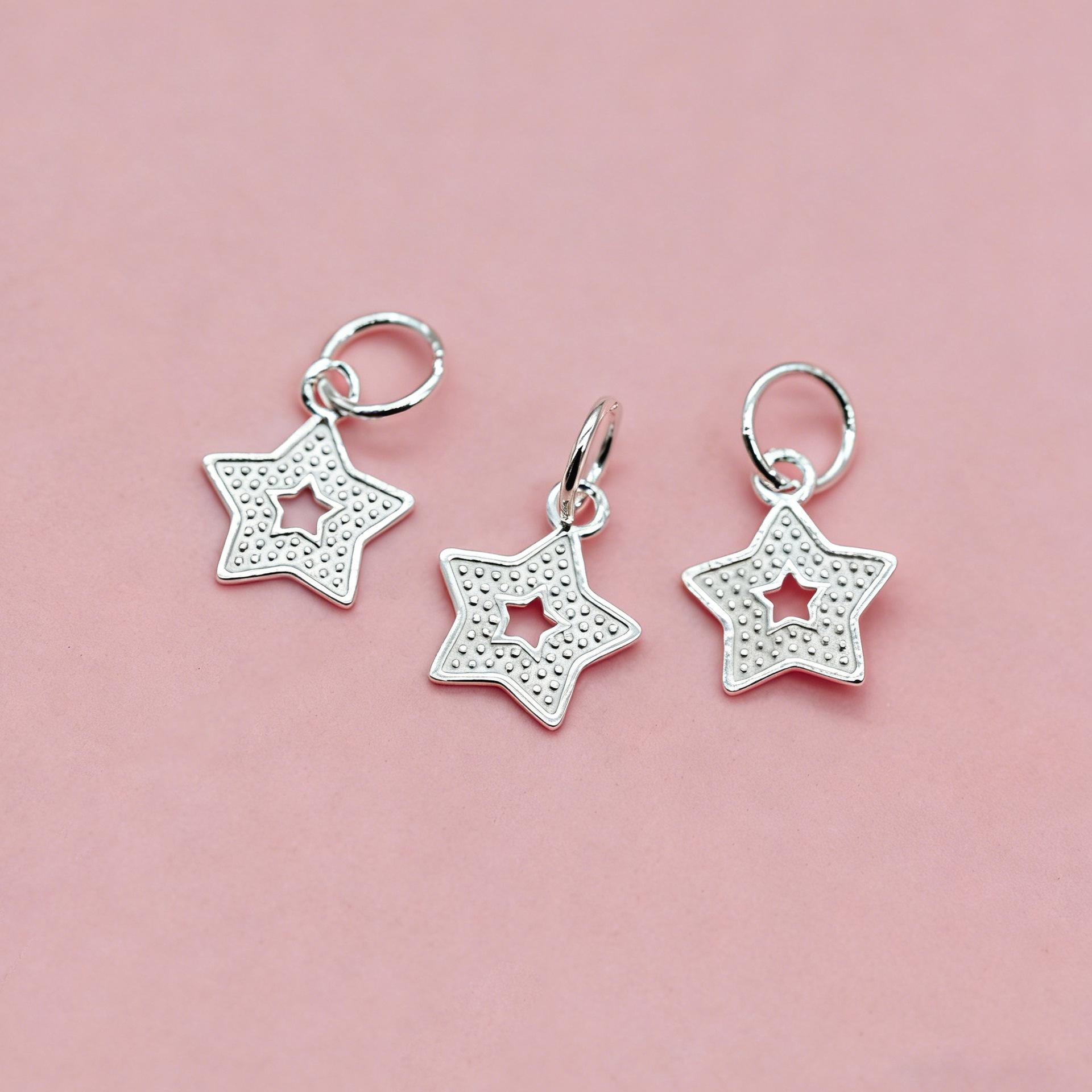 Exquisite S925 Sterling Silver Star Pendant Bead for DIY Jewelry and Handwoven Accessories S925 Silver серебряный