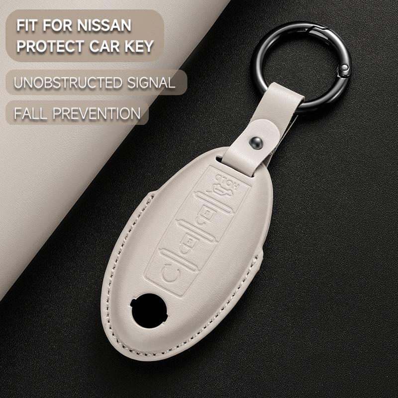 Leather Car Key Cover Case Protection Shell Keychain For Nissan X-Trail T33 Qashqai J12 Altima Teana Maxima Quest Patrol Murano
