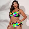 European & American Plus Size Adjustable Tie-up Bikini - Three-Color Print
