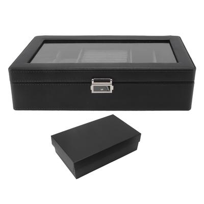 Watch Display Case Lockable Soft Lining Watch Jewelry Storage Box with Clear Lid for Bracelets