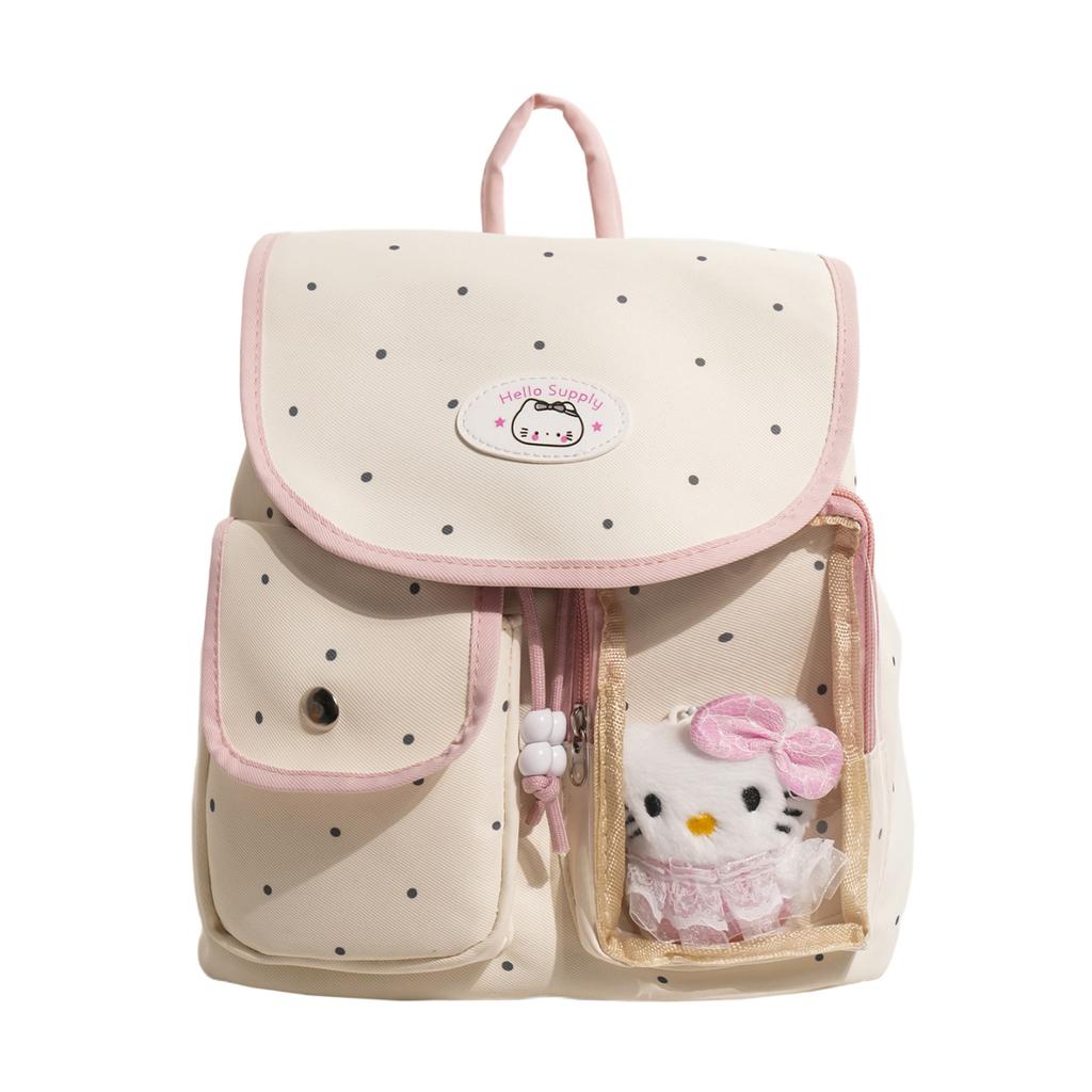 Schoolbag Cute Cartoon Polka Dot Backpack Large Capacity Commuter Student School Bag Outdoor Leisure Versatile Travel Sports Backpack
