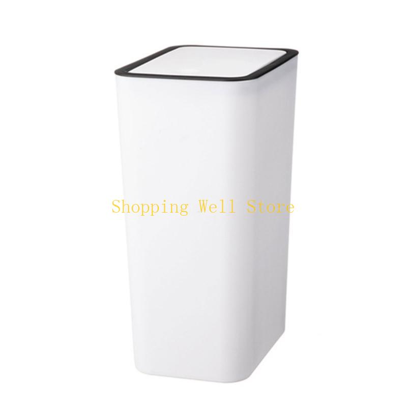 

KX4B Modern Press Top Plastic Trash Receptacle Effortlessly Waste Bin Waste Management for Family and Office Environment M білий