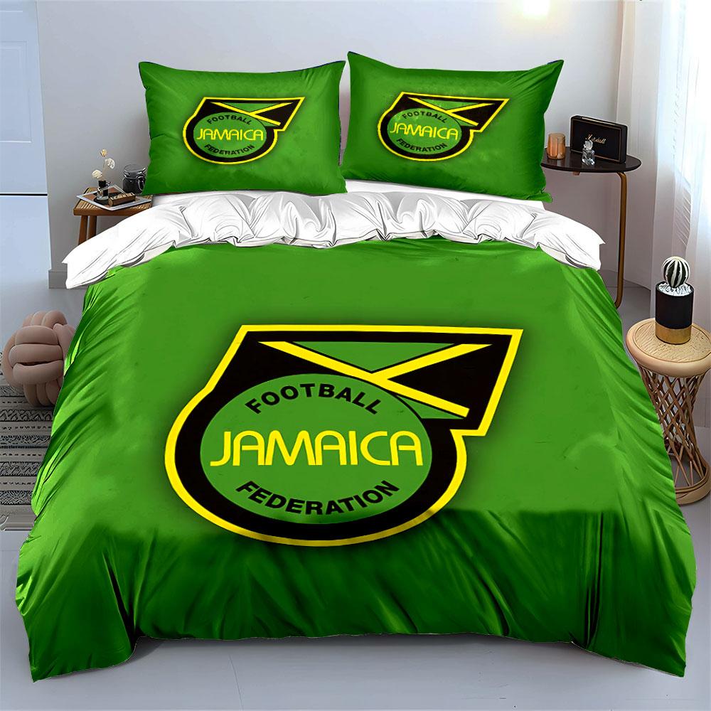 Jamaica Football Federation Logo Bedding Duvet Cover Set Duvet Cover Pillowcases  (1*Duvet Cover 2*Pillowcases, without duvet insert)