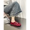 Vintage college style heightening red Mary Jane shoes women's new shallow mouth heightening single shoes