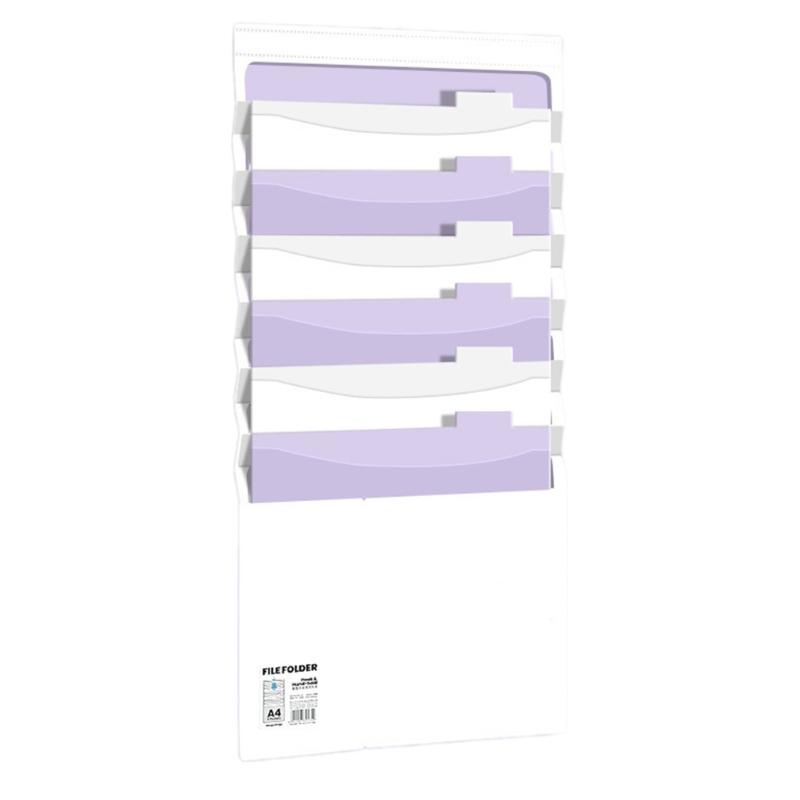 

Collapsible A4 File Hold With Multi Division Storage Waterproof Plastic Material Office Organization For фиолетовый