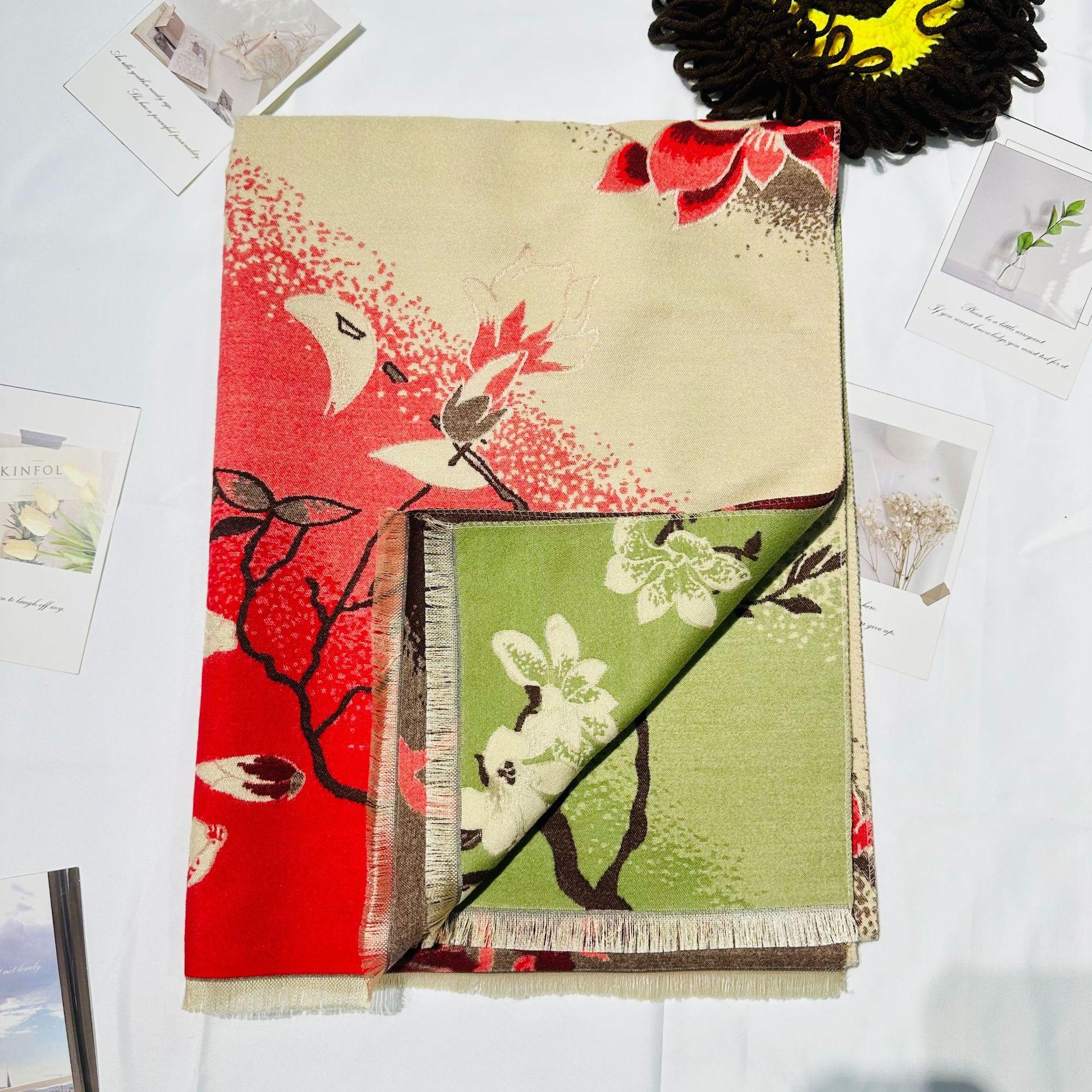 

New All Match Cute Cat Pattern Autumn and Winter Scarf for Women Winter Warm and Thickened Air Conditioned Shawl