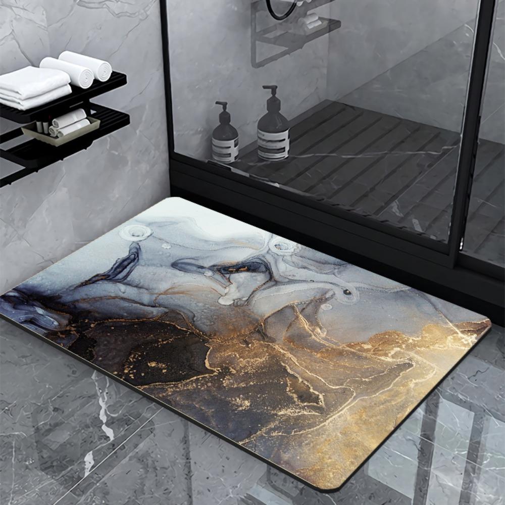 Simple Printing Bathroom Thickening Mat Bath Non-slip Carpets In Wash Basin Bathtub Side Floor Rug Shower Room Doormat Memory Foam 3D Pad