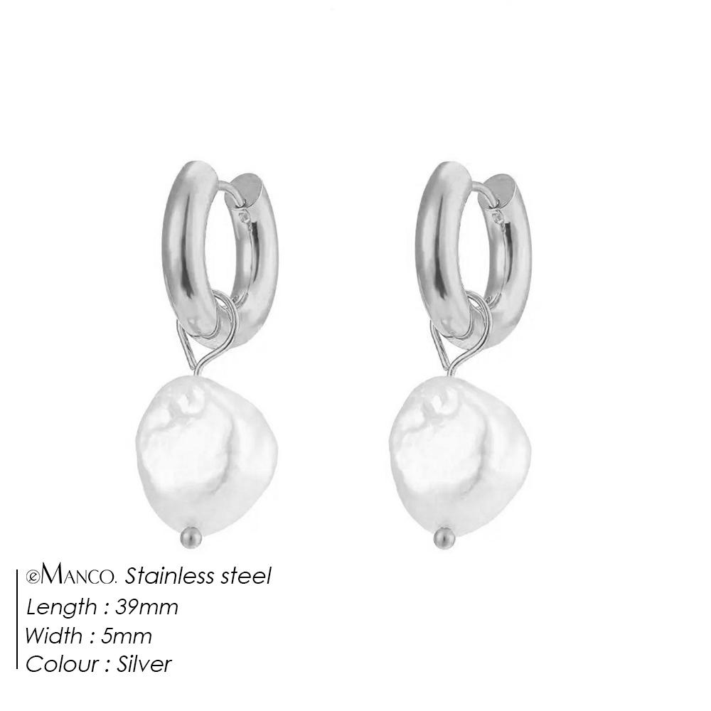 EMANCO Freshwater Pearl Earrings Stainless Steel Women's Jewelry Chain Drop Pierced Earrings Pearl Jewelry Set Gift Wholesale