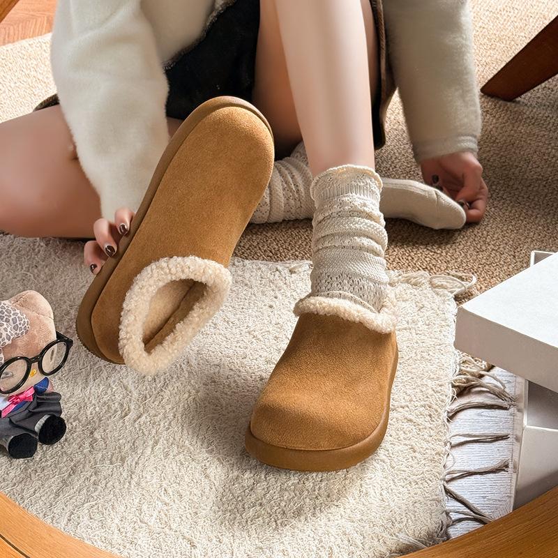 Lazy Boken lamb wool shoes warm cotton shoes women's shoes autumn and winter wear 2025 new million velvet cotton shoes