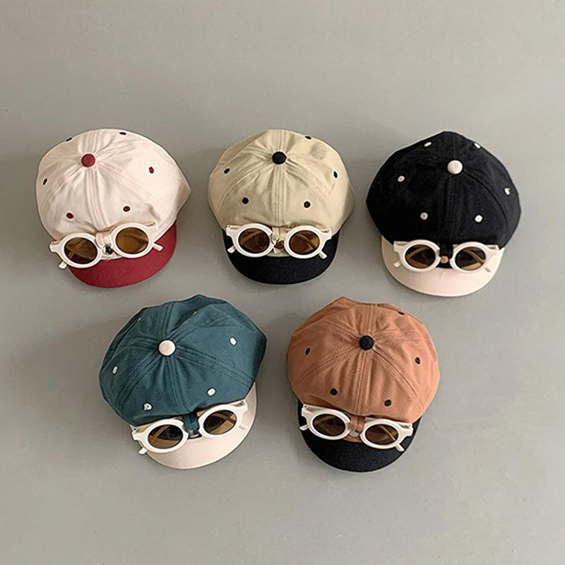 Cute Baby Baseball Hat Detachable Sunglasses Cartoon Patchwork Toddler Duck Tongue Cap Summer Kids Sun Hats