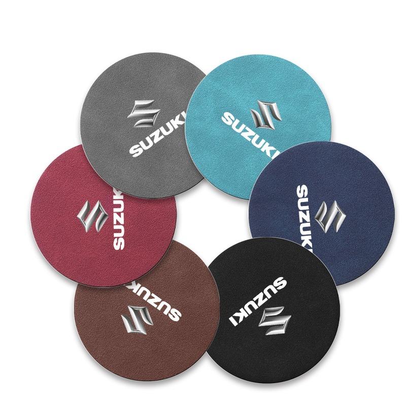 1pcs Suede Car Coaster Mat Water Cup Slots Non-Slip Pad for Suzuki Grand Swift Jimny Vitara Baleno SX4 XL-7 GW250 Accessories