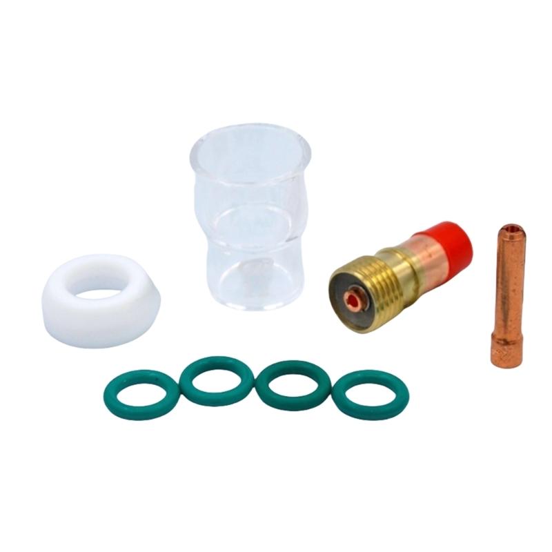 TIG Welding Torch Set Glass Cup Collet Gas Lens 1.6mm/2.4mm Welding Nozzle for WP17 WP18 WP26 Welding Torch