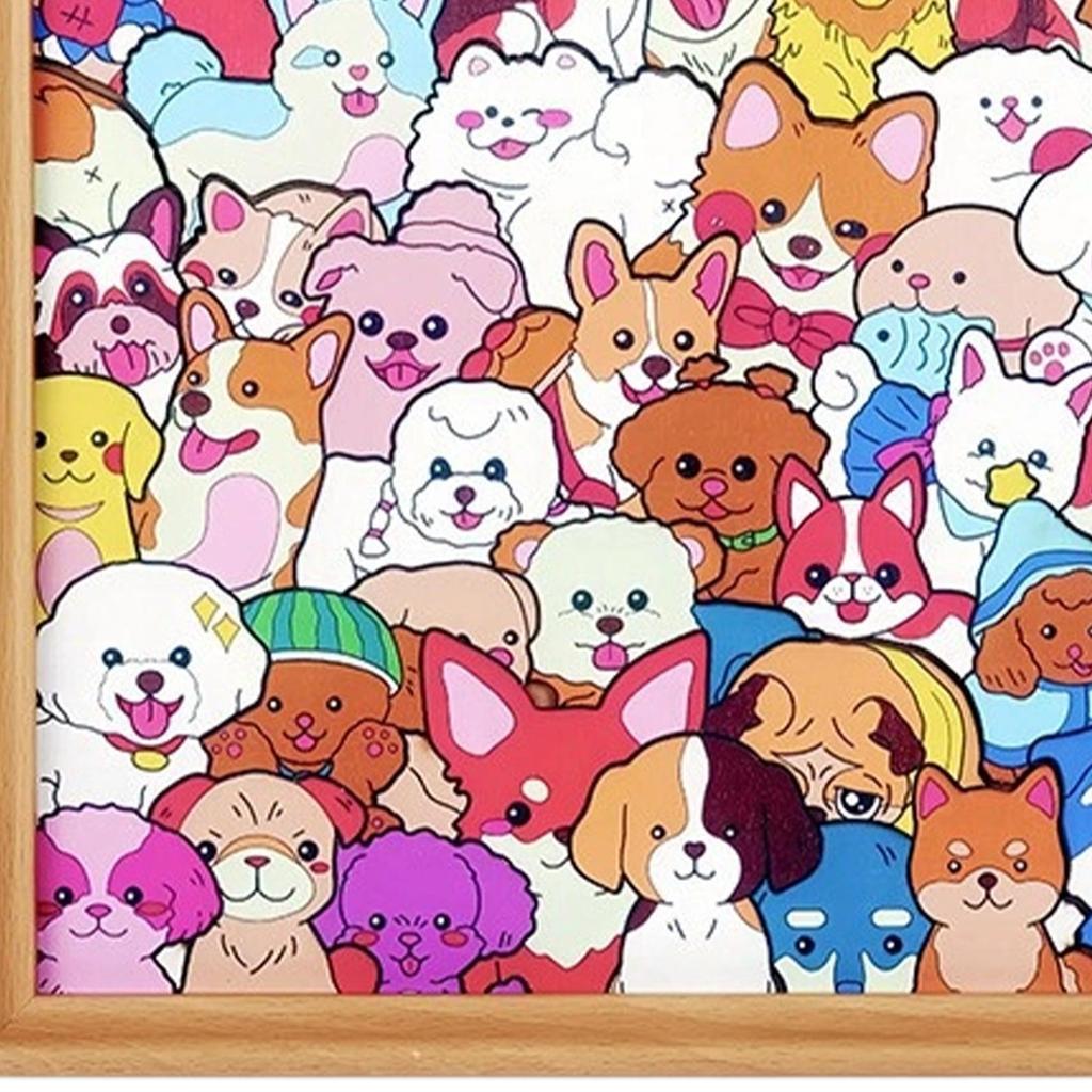 Cartoon Puppy Hand-drawn Puzzle DIY Coloring Dog Photo Frame Color Your Own Puzzle Home Decor For Kids Animal Lovers