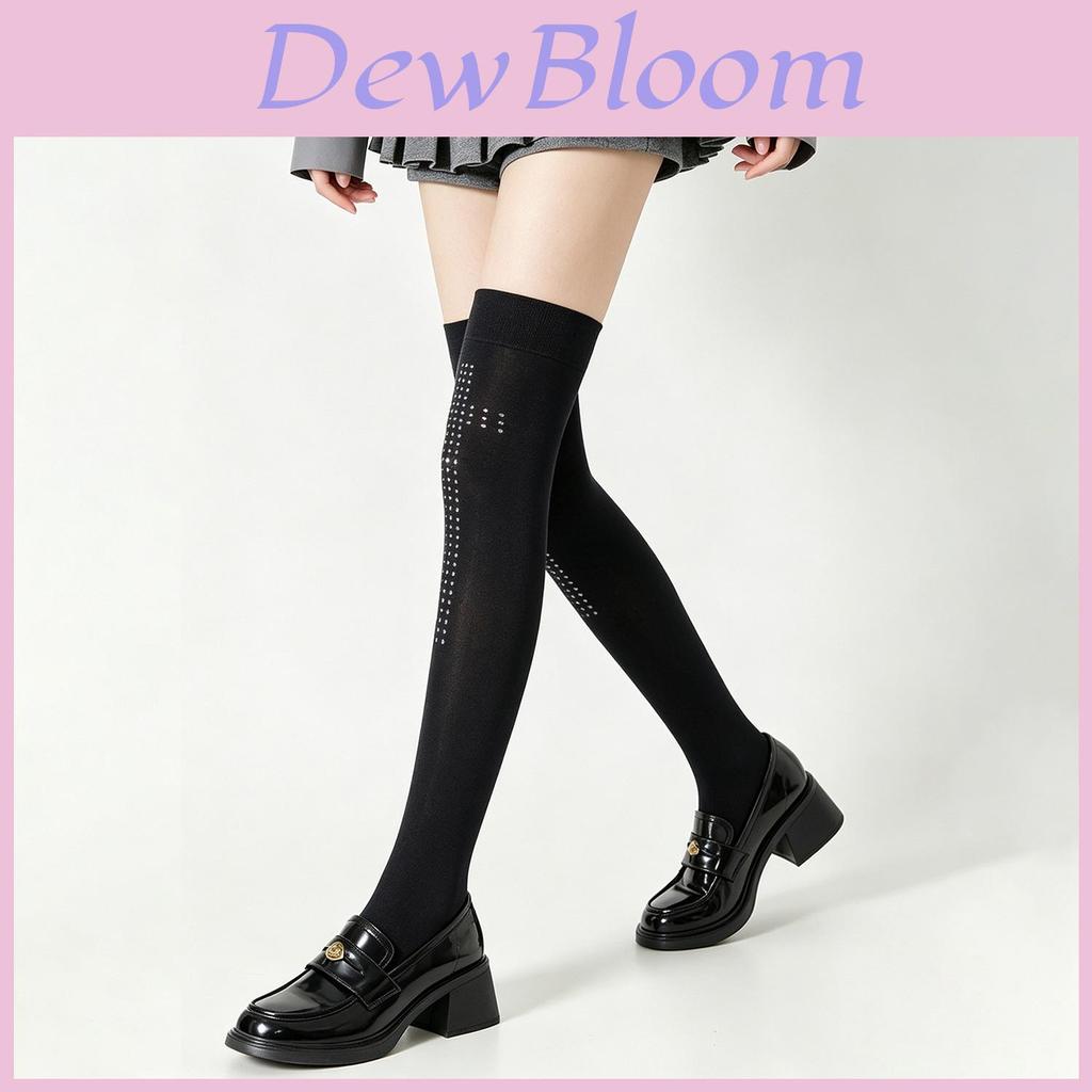 Y2k Gothic Cross Embellished Over Knee Socks With Velvet Material For Streetwear Fashion