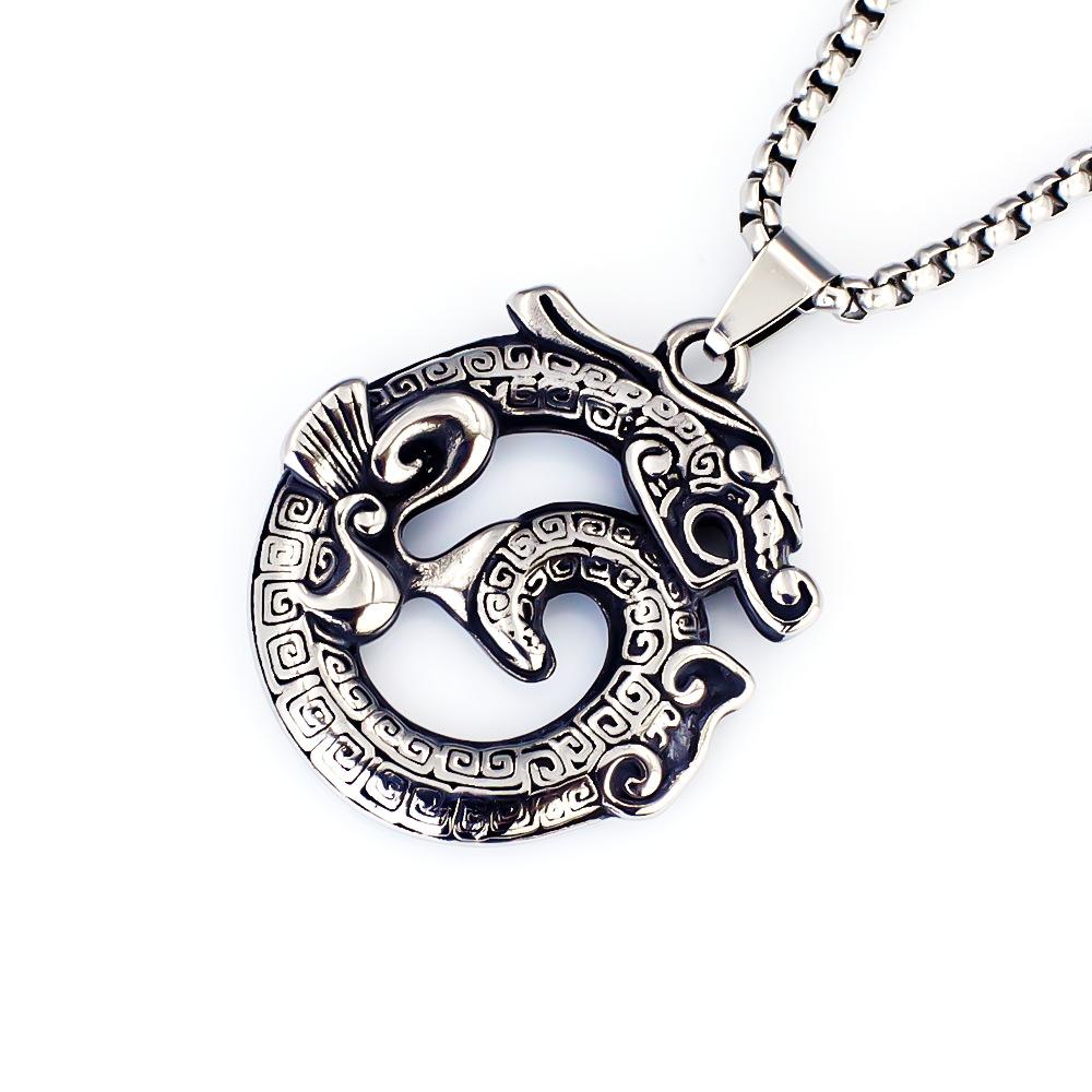 Necklace Retro Flying Dragon Moon Men's Fashion Pendant