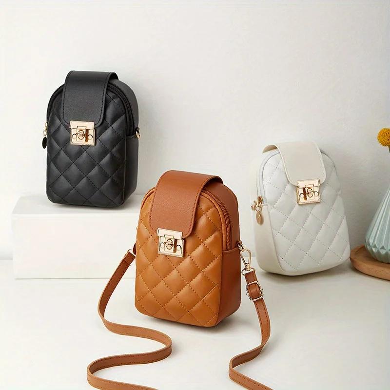 Chic Embroidered Quilted Crossbody Phone Bag For Women Versatile Shoulder Purse With Detachable Belt Premium Durable