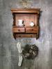 Brown wooden cabinet with drawers, rustic style