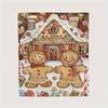 1pc Yellow Christmas Blanket Gingerbread Man House Printed Skin-Friendly Soft Blanket New for Gift Christmas Decoration