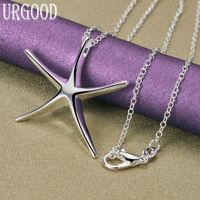 URGOOD 925 Sterling Silver Silver Meritäht Ripats Kaelakee Pulma Mood Ehted