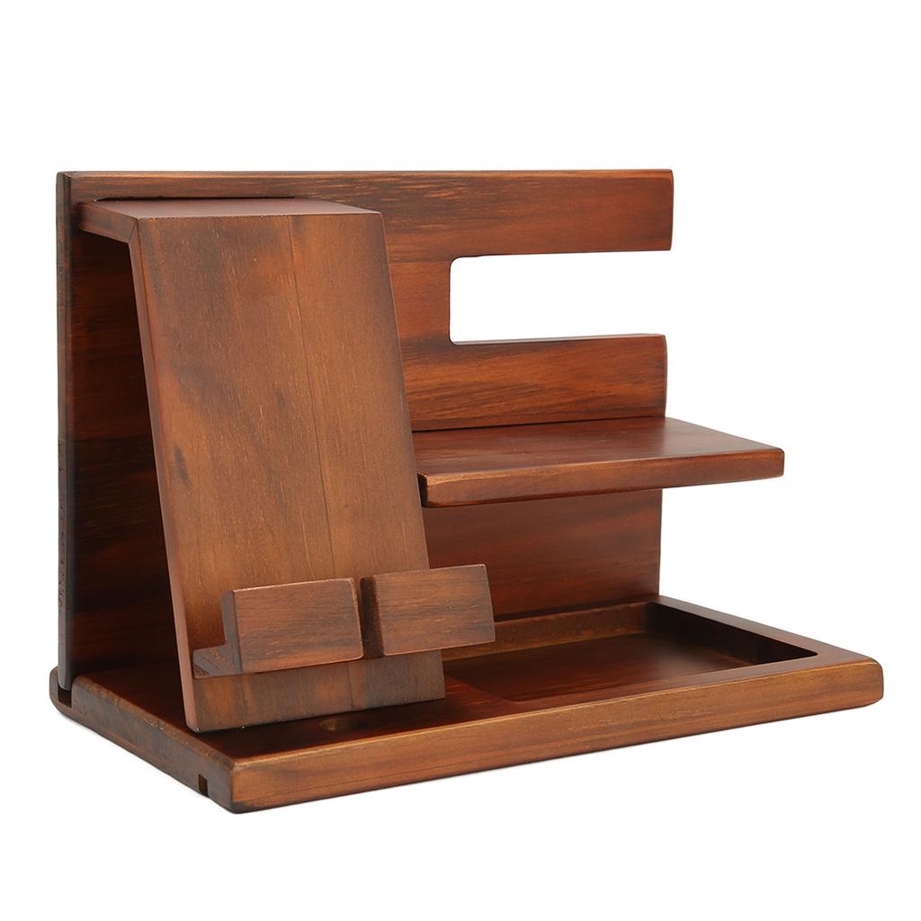 Phone Docking Station Wood Multifunction Key Wallet Stand Glasses Storage Holder for Desktop