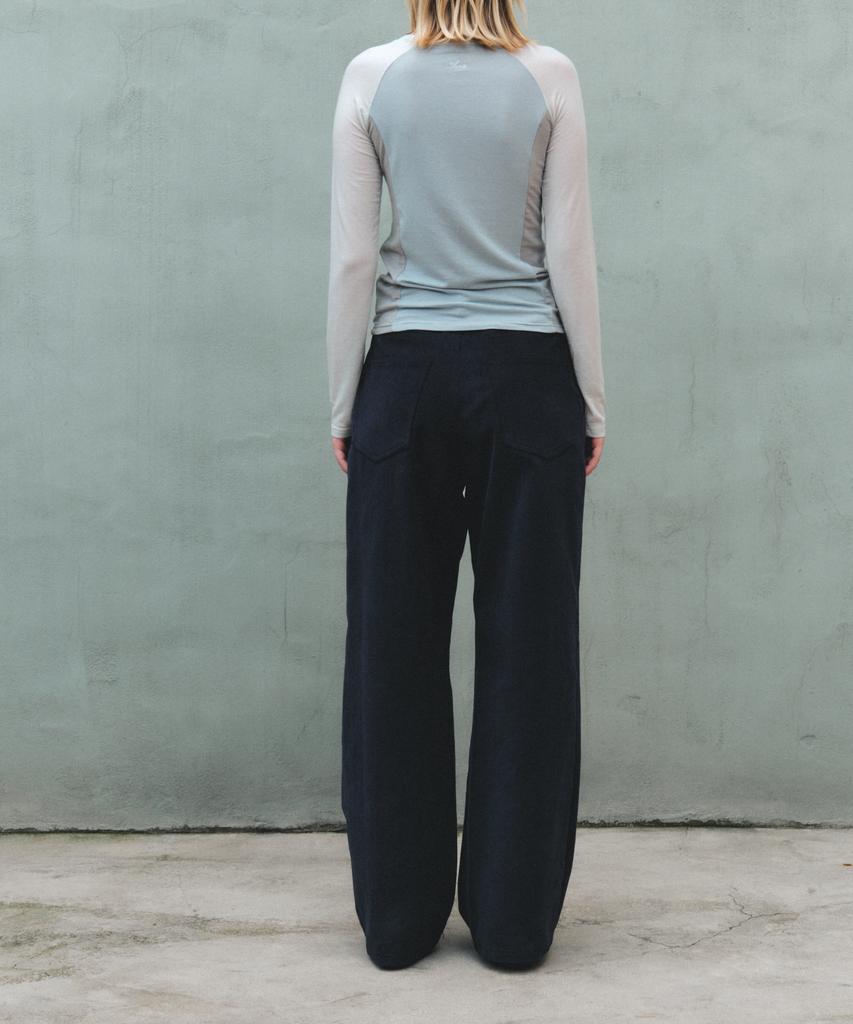 Aente Peach Cotton Wide Pants - Navy
