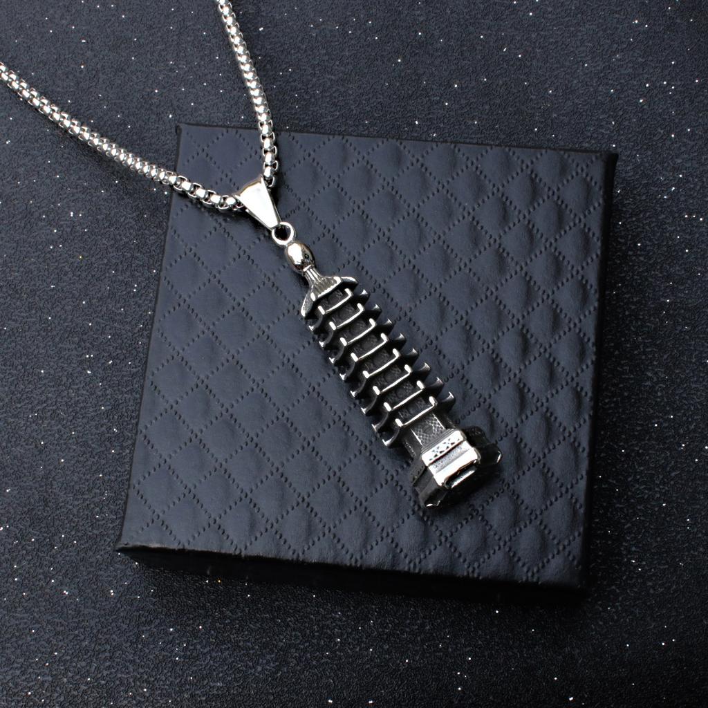 Retro Personalized Hexagonal Pagoda Men'S Necklace Fashionable Antique Titanium Steel Pendant Necklace Pendant Ornament