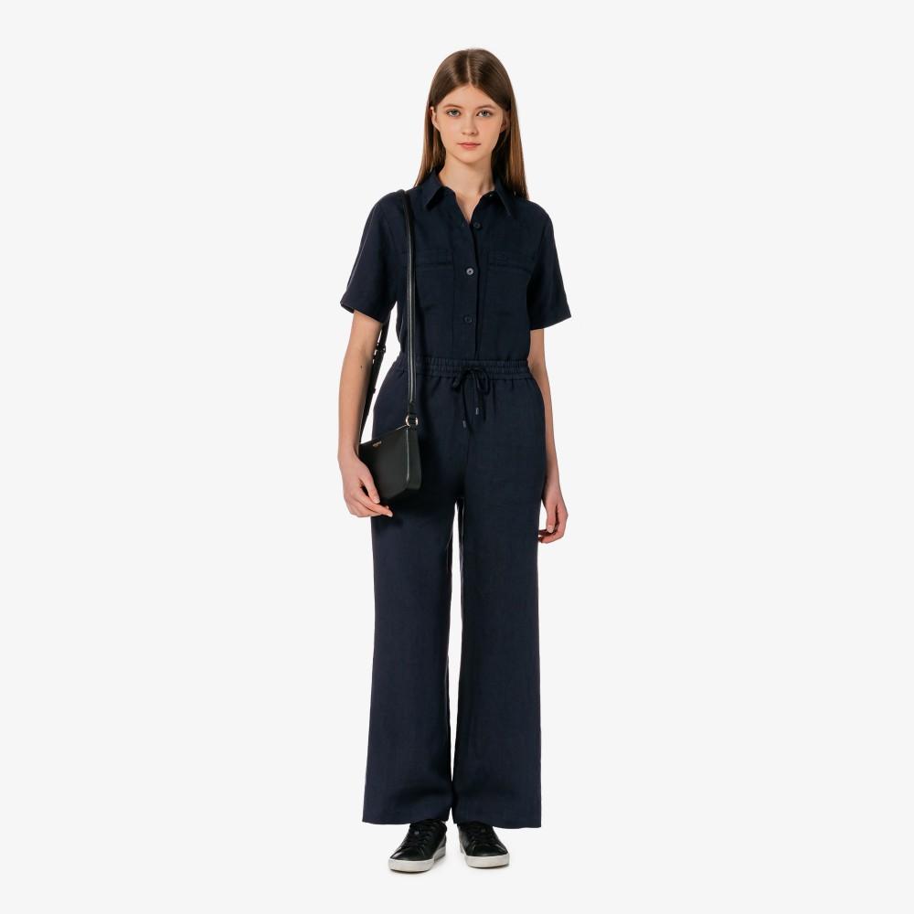 [lacoste] Women's Linen Elastic Waist Wide Pants HF611E-56GHDE