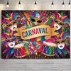 2D Carnaval Mardi Gras Backdrop Colorful Feather Mask Party Background Cloth