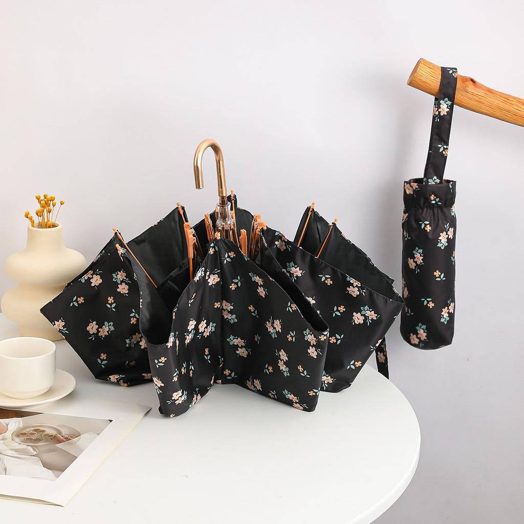 Floral Anti UV Mini Umbrella Compact Folding Parasol Sunshade Portable Sun Rain Umbrellas for Women Girls