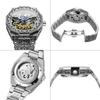 FORSINING Mens Luxury Engraving Wrist Watches Unique Tattoo Pattern Carved Stainless Steel Band Luminous Automatic Skeleton Watch