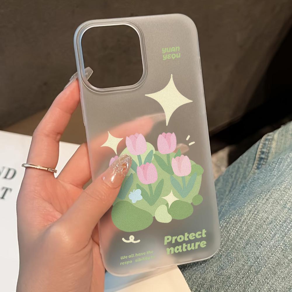Soft TPU Transparent Flower  Phone Case for iPhone 11 Funda iPhone 13 14 15 Pro Max Plus 12 Mini 13pro 15pro 14pro Matte Covers
